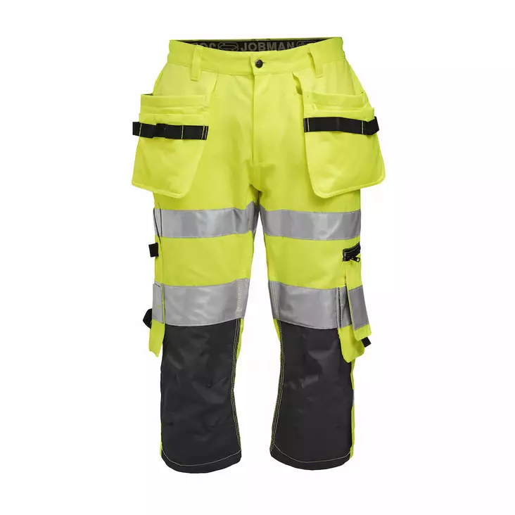 Jobman 2217 Piraattihousut Hi-Vis, keltainen/mariini - Jobman Huomiotyövaatteet - 65221762-2167 - 1