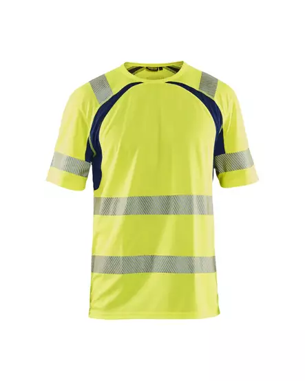Blåkläder Highvis t-paita, UV-suoja Huomio keltainen/Mariininsininen - Blåkläder Huomiotyövaatteet - 339710133389 - 1