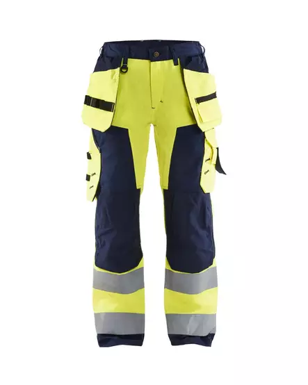 Blåkläder Naisten highvis riipputaskuhousut Huomio keltainen/Mariininsininen - Blåkläder Huomiotyövaatteet - 715618113389 - 1