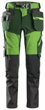 Snickers 6940 FlexiWork+, Soft Shell Stretch -työhousut riipputaskuilla, 3739 Vihreä/tummanvihreä - Snickers Työhousut - 69403739 - 1