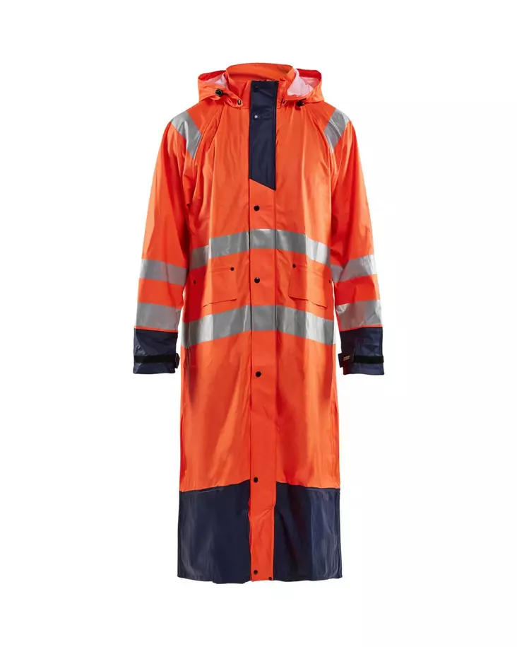Blåkläder Highvis pitkä sadetakki, TASO 1 Huomio oranssi/Mariininsininen - Blåkläder Huomiotyövaatteet - 432520005389 - 1