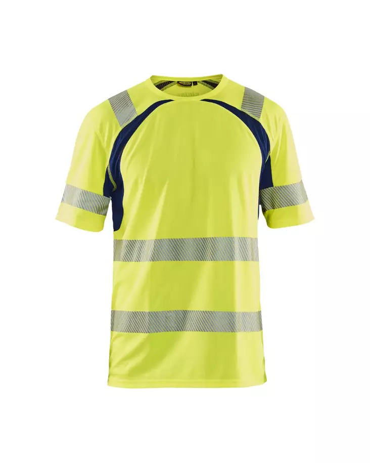 Blåkläder Highvis t-paita, UV-suoja Huomio keltainen/Mariininsininen - Blåkläder Huomiotyövaatteet - 339710133389 - 1