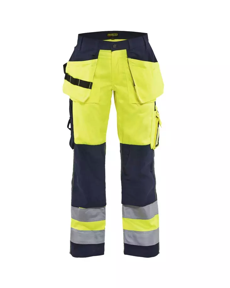 Blåkläder Naisten Highvis riipputaskuhousut Huomio keltainen/Mariininsininen - Blåkläder Huomiotyövaatteet - 154318043389 - 1