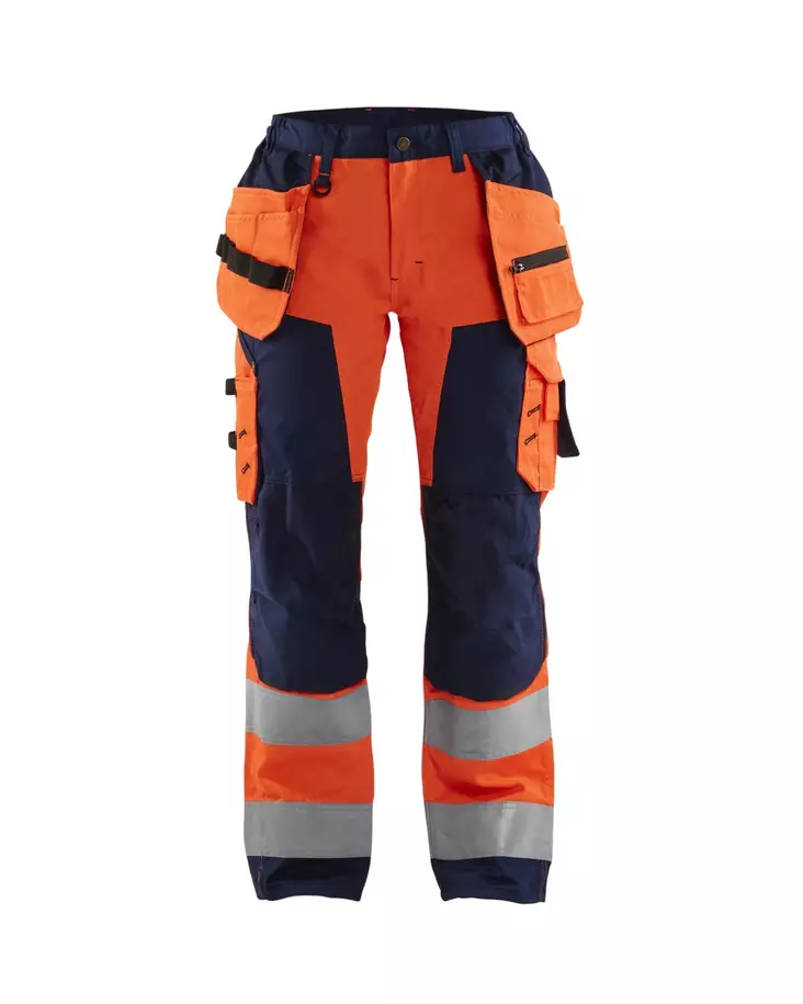 Blåkläder Naisten highvis riipputaskuhousut Huomio oranssi/Mariininsininen - Blåkläder Huomiotyövaatteet - 715618115389 - 1