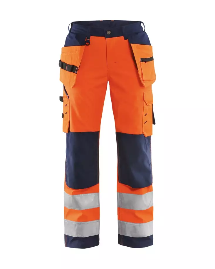 Blåkläder Naisten highvis softshell riipputaskuhousut Huomio oranssi/Mariininsininen - Blåkläder Huomiotyövaatteet - 716725175389 - 1