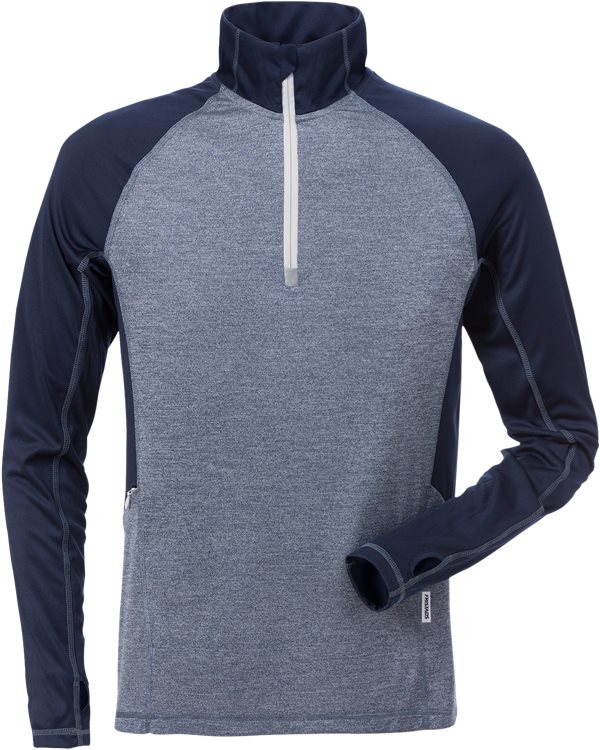 Fristads Pitkähihainen T-paita lyhyt vetoketju 7514 LKN, T.Sininen/Sininen - Fristads Työpaidat - 126514-579 - 1