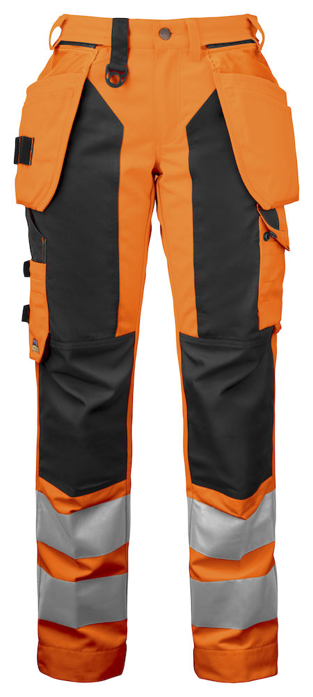 ProJob 6519 Naisten Reisitaskuhousut EN ISO 20471 LK2, Oranssi/ Musta - Projob Huomiohousut - 646519-1799 - 1