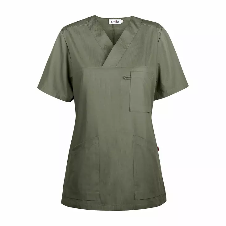 Smila 70102 Alva v-blouse w, army green - Smila Työvaatteet - 70102-39 - 1
