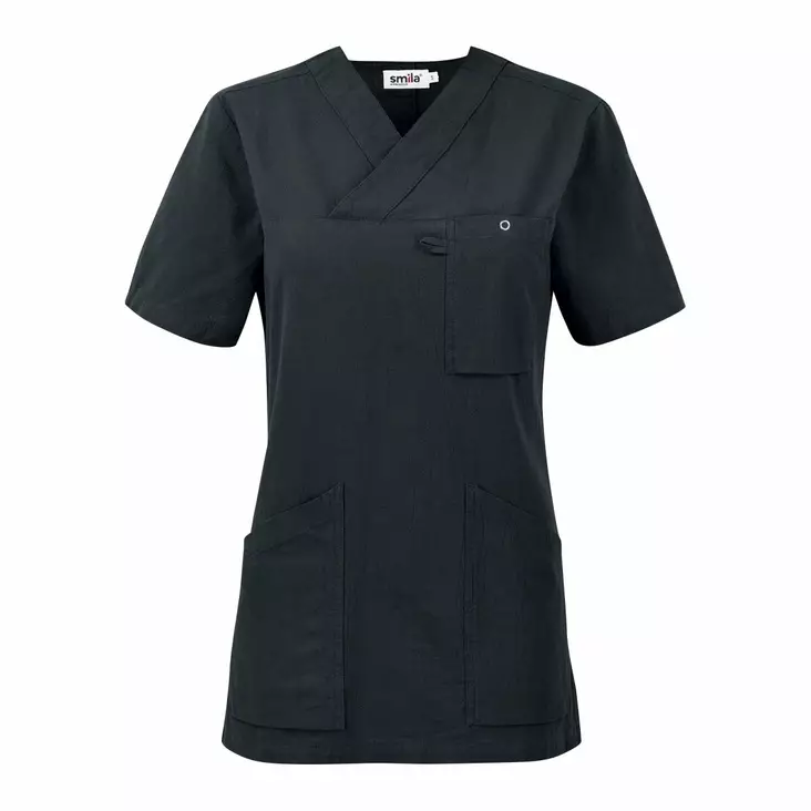 Smila 77802 Carin v-blouse w, black - Smila Työvaatteet - 77802-99 - 1