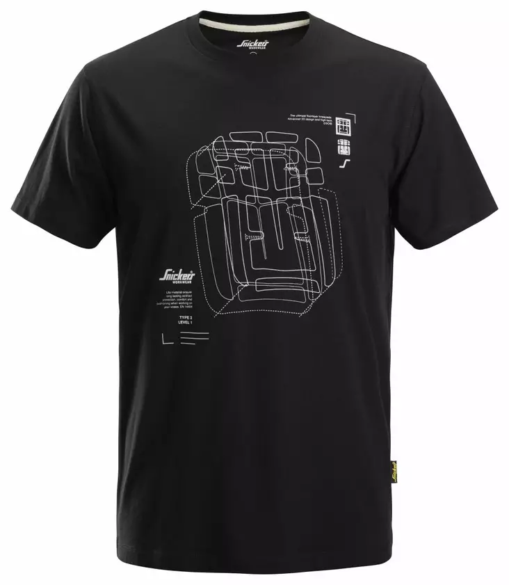 Snickers 2522 T-paita x 2, 0409 musta-valkoinen - Snickers Työpaidat - 25220409 - 1