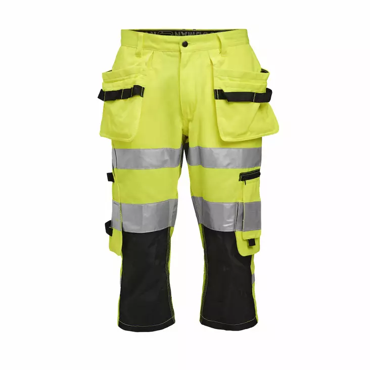 Jobman 2217 Piraattihousut Hi-Vis, keltainen/musta - Jobman Huomiotyövaatteet - 65221762-2199 - 1