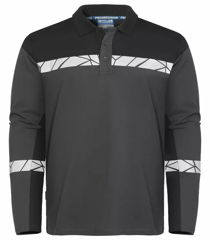 ProJob 7004 Pitkähihainen Pikee, Grey/Black - Projob Työpaidat - 647004-9899 - 1