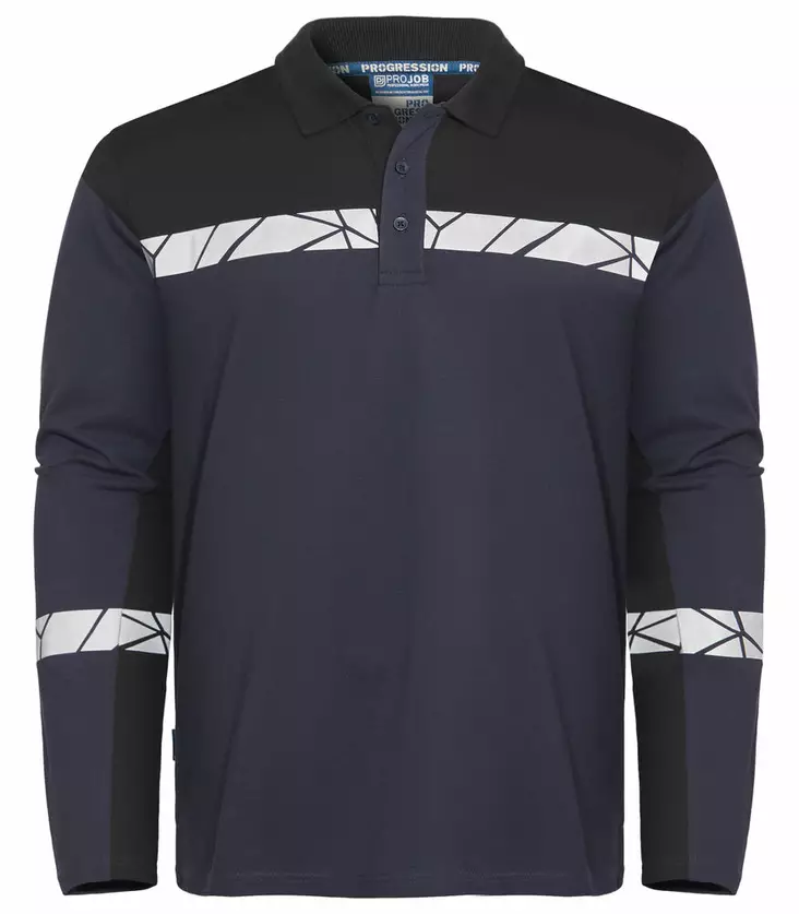 ProJob 7004 Pitkähihainen Pikee, Navy/Black - Projob Työpaidat - 647004-5899 - 1
