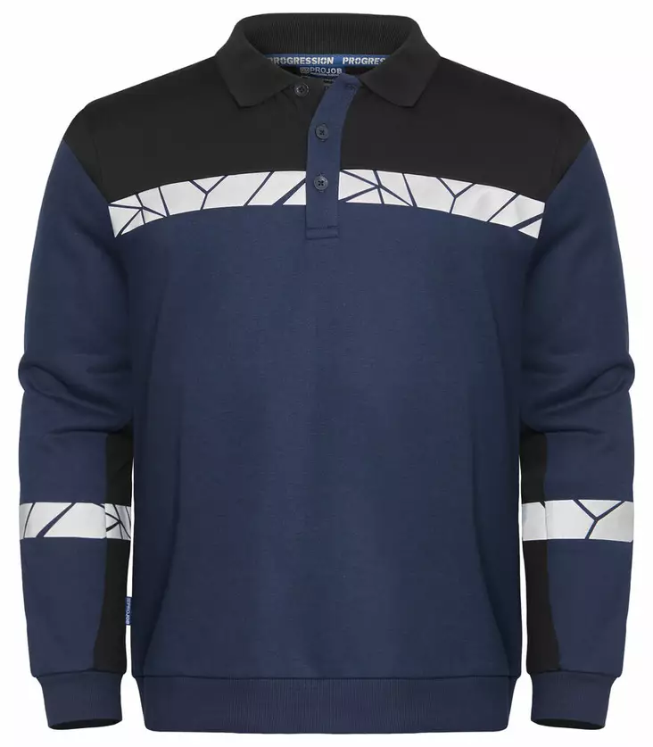 ProJob 7100 Kauluksellinen Collegepaita, Navy/Black - Projob Työpaidat - 647100-5899 - 1