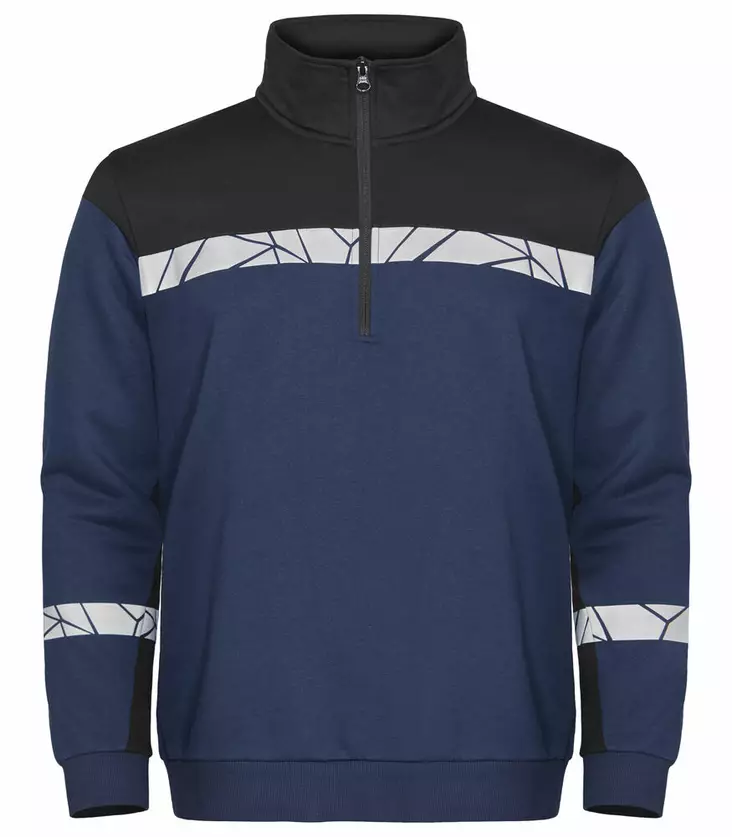 ProJob 7102 Half-zip Collegepaita, Navy/Black - Projob Työpaidat - 647102-5899 - 1
