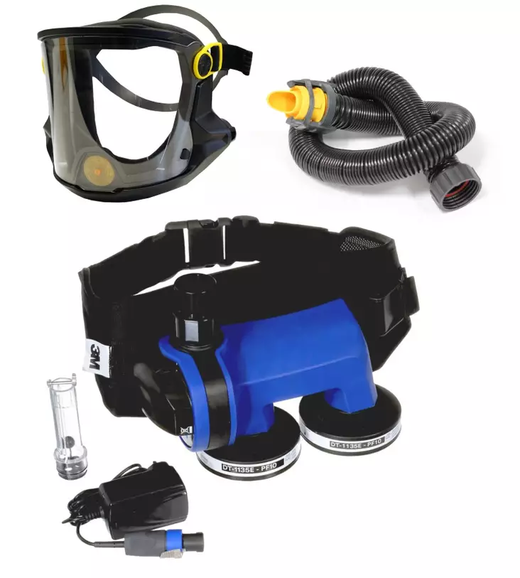3M PF-602E+ puhallin + e-breathe Multimask kasosuojain Ready Pack - 3M hengityksensuojaimet - RE-619E-MULTIMASK - 1