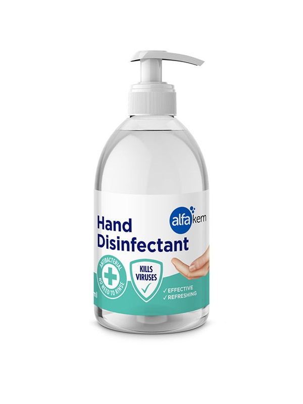 Käsidesi Alfa-Kem 500ml pumppupullo - Suojavarusteet Covid-19 vastaan - COV-KDAK500PP - 1